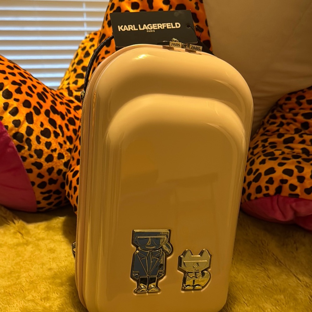 NWT Karl Lagerfeld Blush Pink Suitcase Backpack/Crossbody Bag with Iconic Design